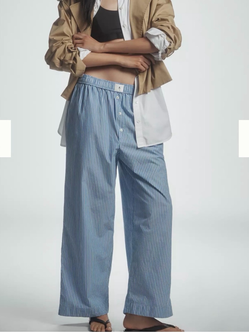 Anthropologie The Wren Boxer Blue and White Striped Lounge Pants, XS